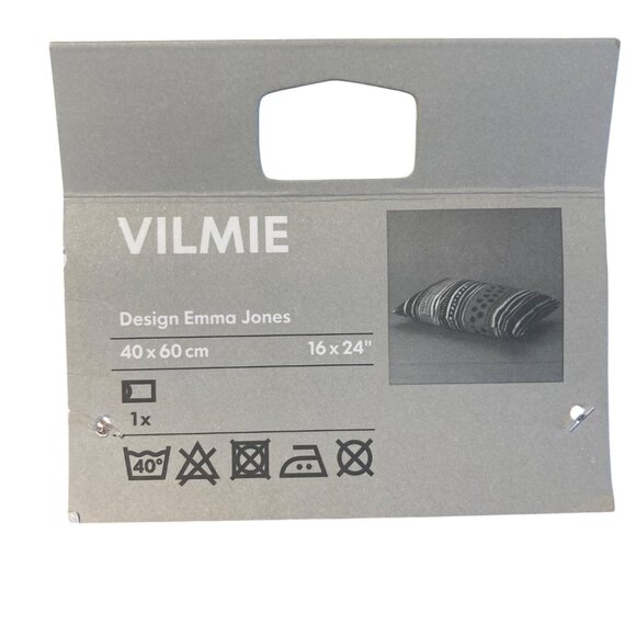 Ikea Vilmie WILJ Pillow Cover Pair Orange Black Striped Polka Dot Cotton16"x24" - Picture 2 of 5